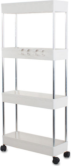 Corner Floor Bathroom Shelf with 4 Shelves 85x38x13cm White