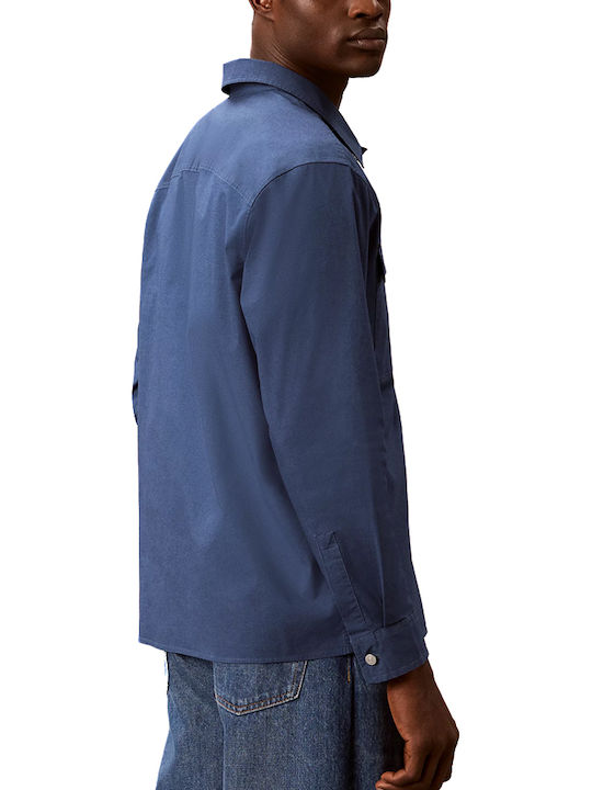 Calvin Klein Long Sleeve Overshirt in Regular Fit Blue