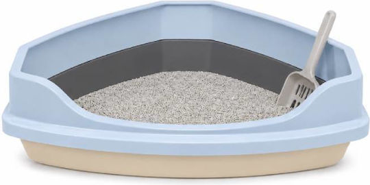 Corner Cat Litter Box Blue W58 x D45 x H40cm ME-002