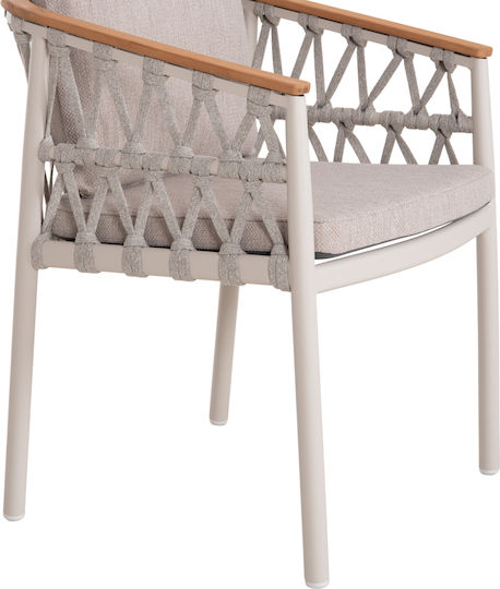 Outdoor Dining Set Stream 5 Pieces Cream with Pillows