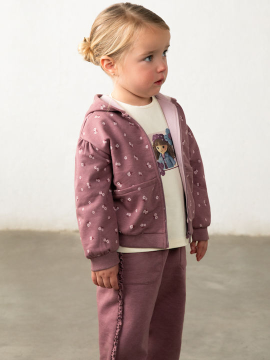 Kids Tracksuit Set With Jacket Dark Purple 3 Pieces