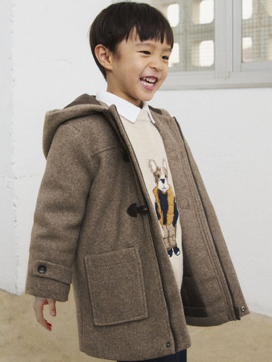 Kids Montgomery Coat Short Hooded Dark Brown
