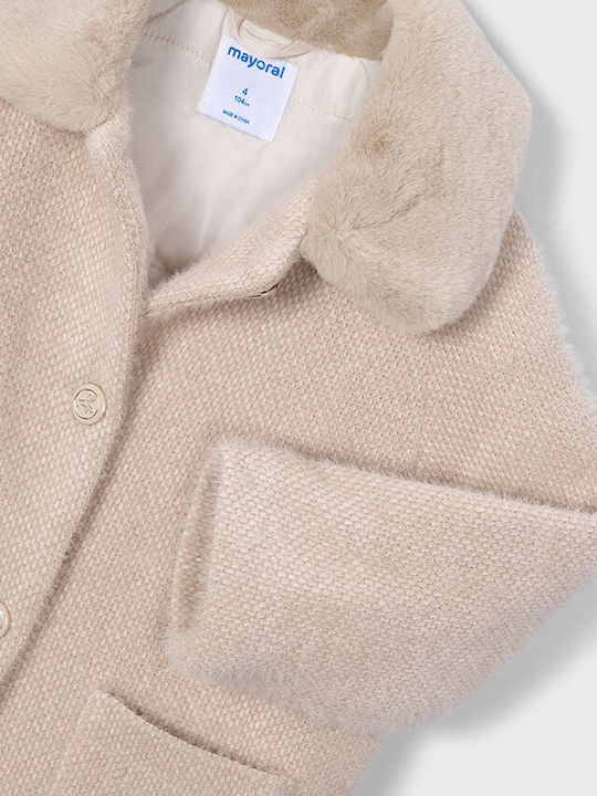 Kids Short Coat Beige Open