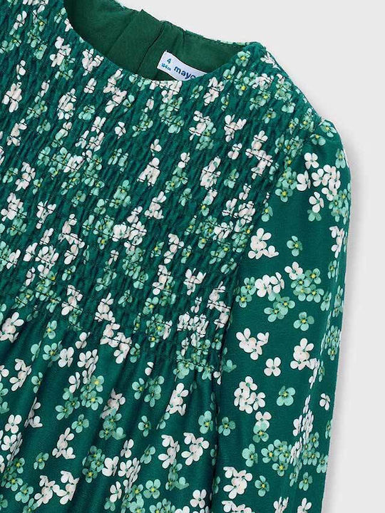 Mädchenkleid Samt Blumen Hellblau