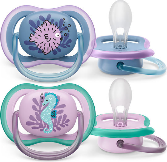 Philips Ultra Air Orthodontic Pacifiers Silicone with Case I Love Mama - Blue for 0-6 months 2pcs