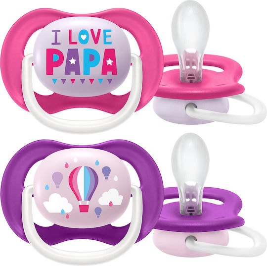 Philips Ultra Air Orthodontic Pacifiers Silicone with Case I Love Mama - Blue for 0-6 months 2pcs