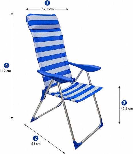 Mega Bazaar Mega Bazaar Strandstühle Aluminium Weiß 57.5x61x112cm