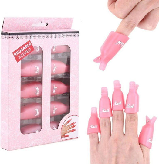 Plastic Clips Semi Permanent Removal Set 10pcs Reusable Nail Keeper Pink