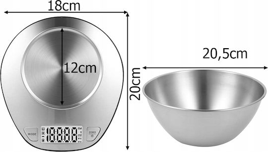 Digital Kitchen Scale with Bucket up to 5kg Grey