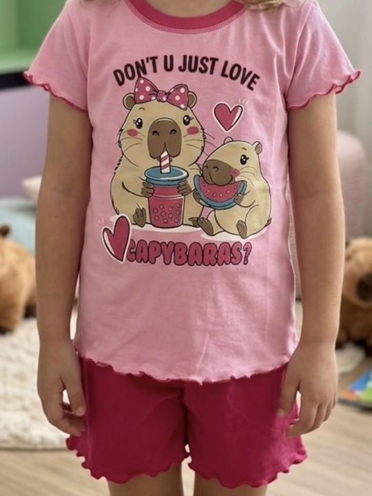 Tres Chic Детска пижама лятна розова