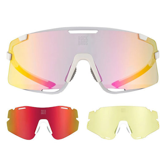 Rockbros Cycling Glasses with Yellow Frame and Transparent / Photochromic / Polarized Lenses