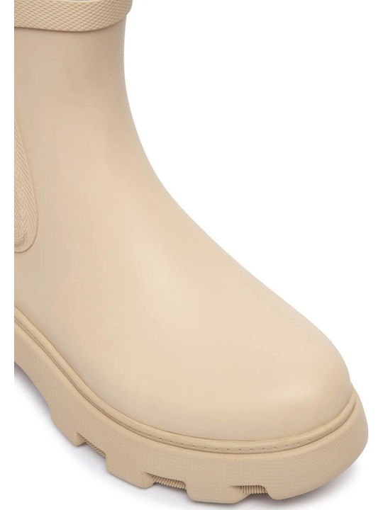 Women's Ankle Boots with Mid Heel Beige