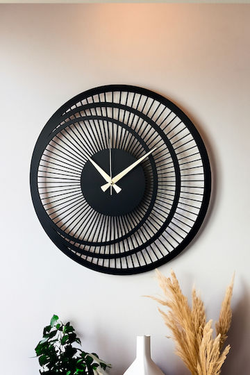 SteweHome Ceas de Perete Silent Lemn Negru Ø48cm