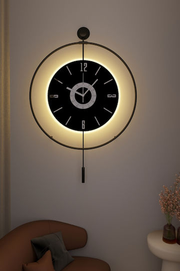SteweHome Ceas De Perete Digital Metalic Negru 50x75cm