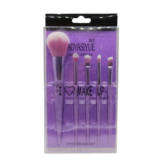 Professional Set with Make Up Brushes from Synthetic Bristle 5 Pieces