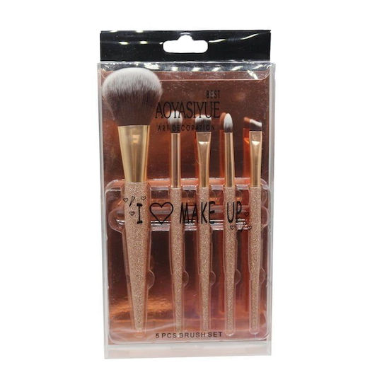 Professional Set with Make Up Brushes from Synthetic Bristle 5 Pieces
