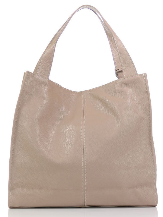 Leather Women's Shoulder Bag Beige