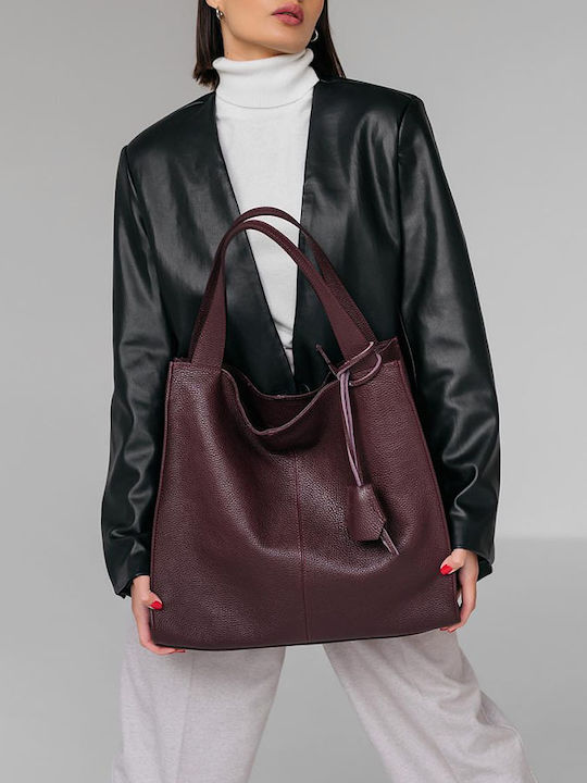 Leather Women's Shoulder Bag Beige