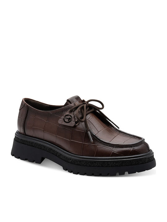 Leder Damen Mokassins Mocca Croco