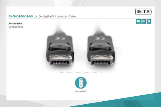 Digitus Cable DisplayPort male - DisplayPort male 2m Black (AK-340100-020-S)
