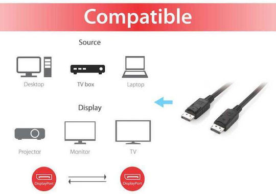 Equip Cable DisplayPort male - DisplayPort male 2m Black (119332)