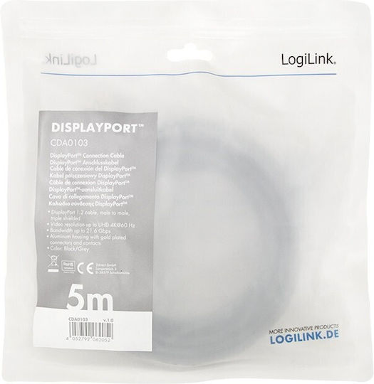 LogiLink Cablu DisplayPort - DisplayPort 5m Negru (CDA0103)