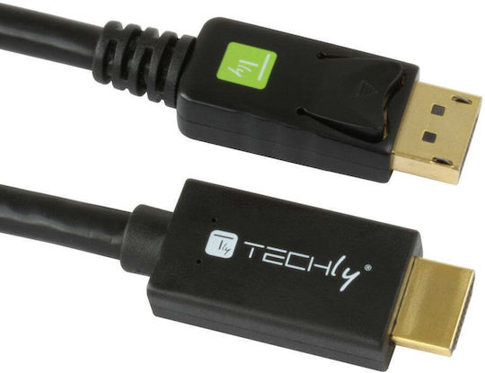 Techly Kabel DisplayPort-Stecker - HDMI-Stecker 2m Schwarz (ICOC-DSP-H12-020)