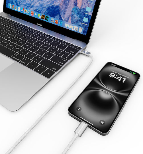 Mobile Origin Braided USB 2.0 Video Cable USB-C Male - USB-C 60W PD White 1m MO-USC-CB11-WHT