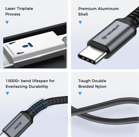 USB-C Cable in USB-C Techsuit TitanSync Pro (CX2) 240W - 480Mbps - Fast Charging - E-marker Chip 1m