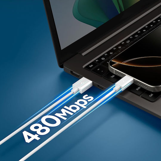 Spigen USB 2.0 Cable USB-C male - USB-A 60W Λευκό 1.5m ACA10413