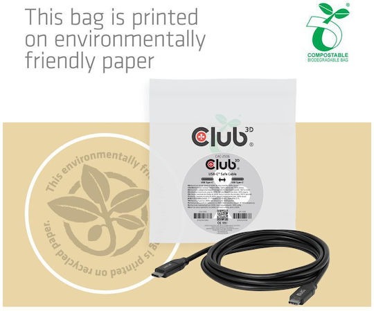 Club3D USB 2.0 Cable USB-C Male - USB-C 240W Black 3m CAC-2506