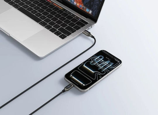 Veger Плетен USB 2.0 Кабел USB-C мъжки - USB-C 240W Черен 1m CC2-MTB