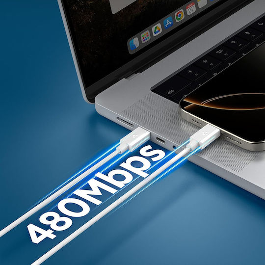 Spigen Cablu USB 2.0 USB-C Mascul - USB-C 60W Alb 1.5m ACA10416