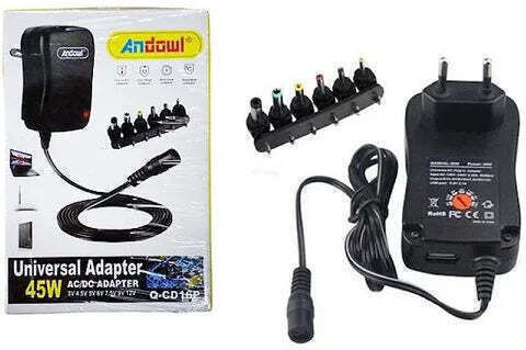 Andowl Q-CD16P Универсално Захранващо Блокче с Регулируемо Напрежение 3 до 9V с Мощност 45W с 6 Букси
