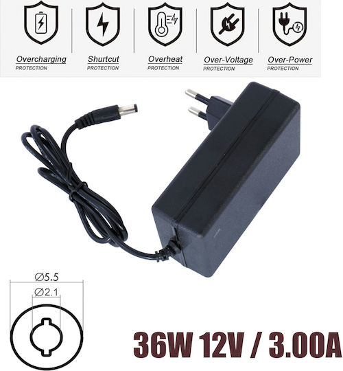 Universal Τροφοδοτικό 12V 3A με Ισχύ 36W με σετ βυσμάτων (60271)