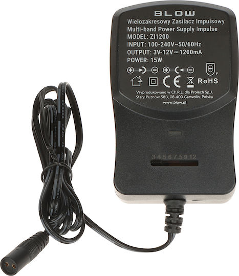 Blow Universal Power Adapter 3 to 12V 1.2A with Power 14.4W with Plug Set (DM-1575)