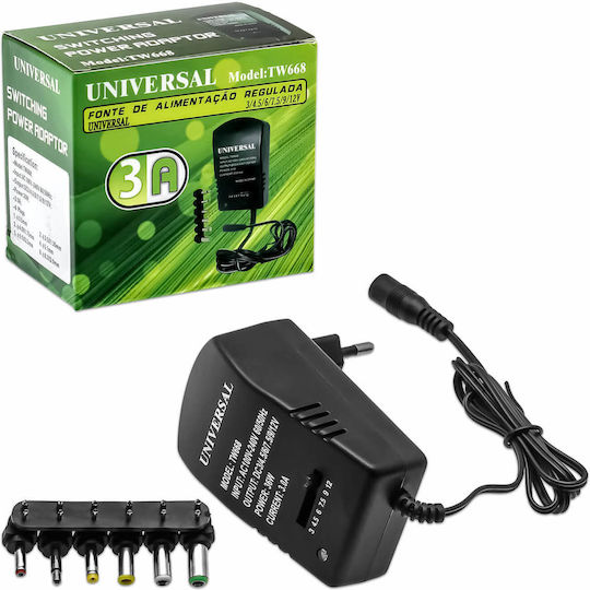 Tw668 Universal Charger Power Adapter Adjustable Voltage 3v-12v 3.1a 30w & 6 Different Plugs
