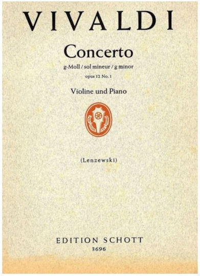 Schott Sohne Vivaldi Concerto In D Minor VIOLA Sheet Music for Piano / Viola / String Instruments W077428000