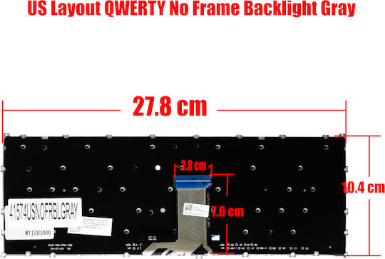 Клавиатура за лаптоп Keyboard Lenovo Ideapad Slim 3 14iru8 14abr8 14amn8 14iah8 14irh8 5cb1l49404 5cb1l49242 US Backlight No Frame Сива КОД.441574usnofrblgray