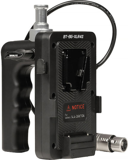 Nanlite Bt-bg-xlr4ii Mâner Baterie V-mount Conector Xlr 4-pin Pentru Forza 150 150b Fc-120b 60 Ii 60b Ii 60c