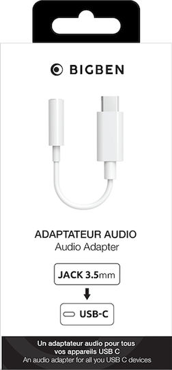 Bigben Connected Adaptor Jack 3.5mm La Usb C Alb