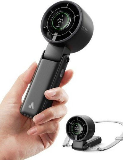 Aecooly Manual Handheld Portable Fan Halo 02 Black 3600 Mah Compact