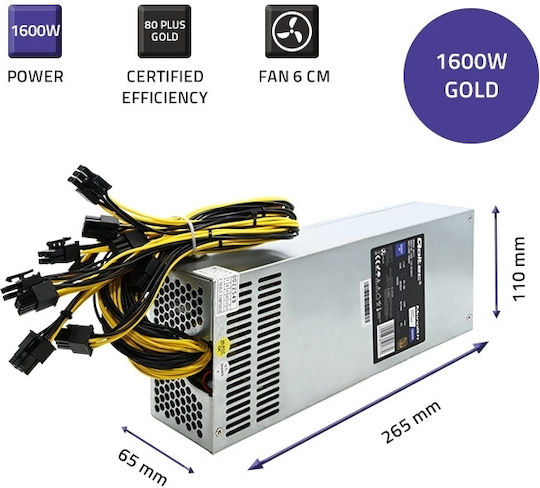 Qoltec 1600W Schwarz Computer-Netzteil Voll verkabelt (50351)