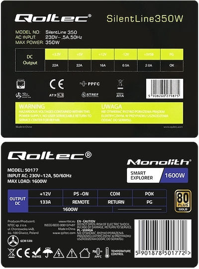 Qoltec 1600W Schwarz Computer-Netzteil Voll verkabelt (50351)