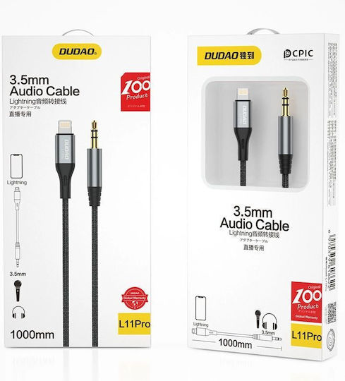 Dudao 3.5mm to Lightning Cable Γκρι 1m