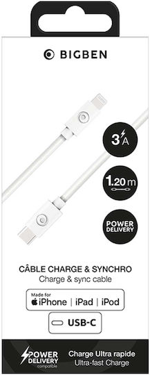 Bigben Connected USB-C Blitzkabel 1,2 m 3A Weiß
