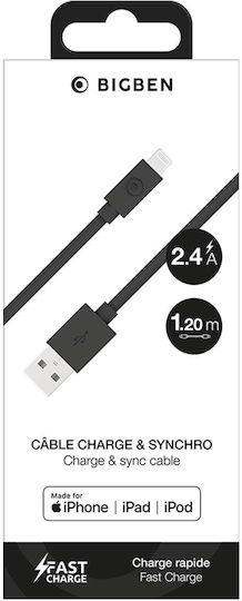 Bigben Connected Cablu USB-A Lightning 1.2m 2.4A Negru