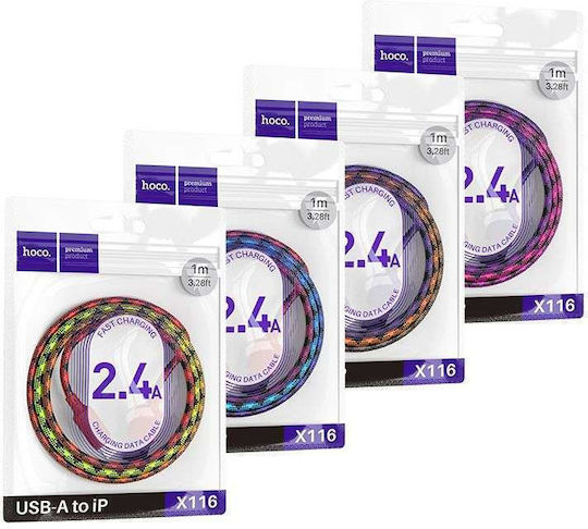 Hoco X116 Geflochten USB-A zu Lightning Kabel Lila 1m