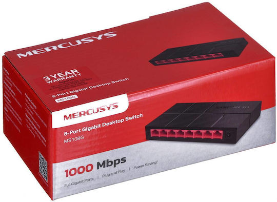 Mercusys MS108G v2.3 Unmanaged L2 Switch με 8 Θύρες Gigabit (1Gbps) Ethernet