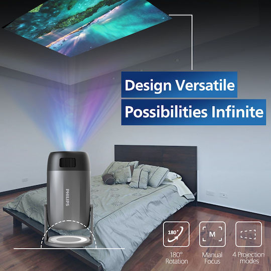 Philips NeoPix 150 Mini Projektor LCD Full HD LED-Lampe mit Wi-Fi und Eingebauten Lautsprechern Gray